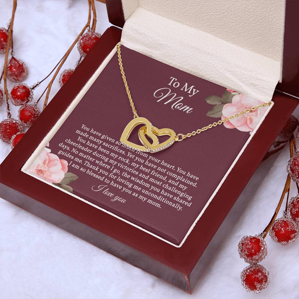 Interlocking Hearts Necklace for Mom, Gift For Mom From Daughter, Necklace Gift For Mom From Son