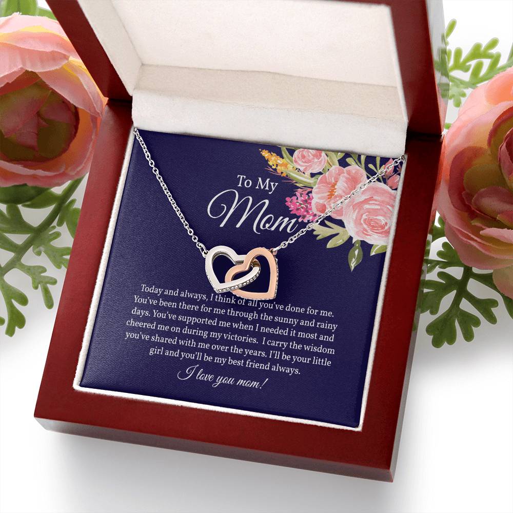 Gift from Daughter for Mom, Interlocking Hearts Necklace for Mom