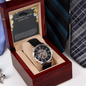 Men's Openwork Watch with Mahogany Style Luxury Box