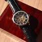 Men's Openwork Watch with Mahogany Style Luxury Box