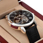 Men's Openwork Watch with Mahogany Style Luxury Box