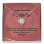To My Beautiful Valentine Love Knot Necklace