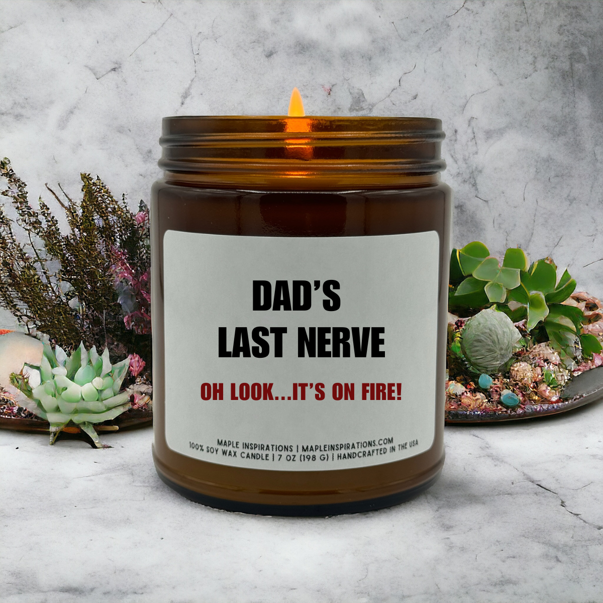 Dad&#39;s Last Nerve Funny Gift for Dad Gift from Daughter / Son Scented Candle Fathers Day Gift Personalized Candle Dad Birthday Gift for Fathers Day