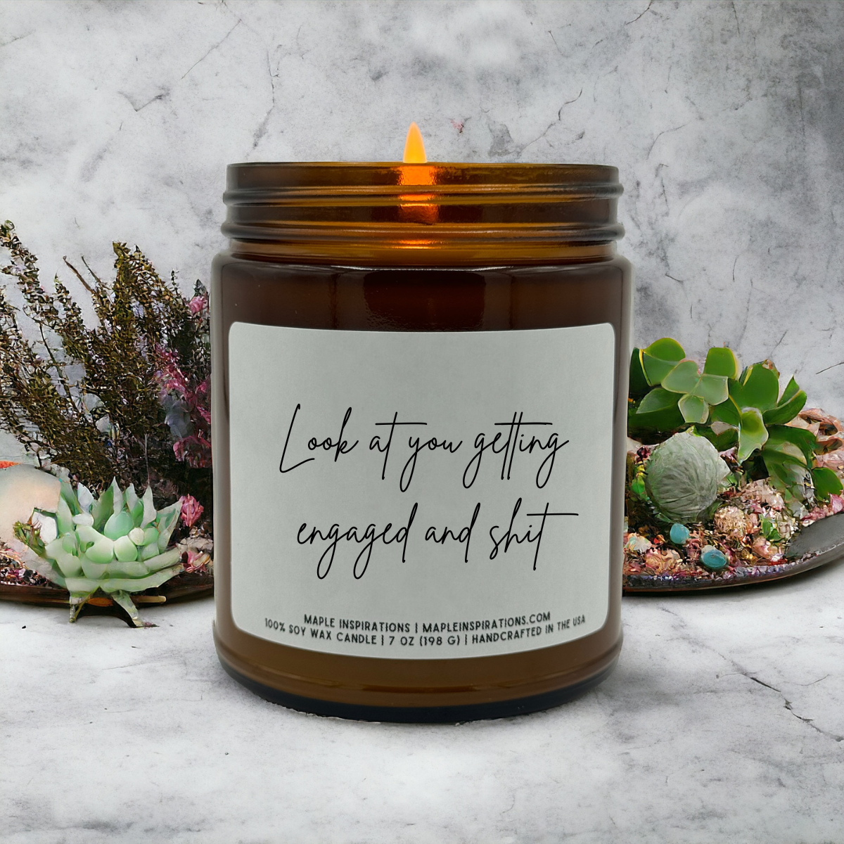 Engagement Gift Candle Look at You Getting Engaged and Shit Funny Candle  Personalized Engagement Gift for Couple Funny Engagement Gift