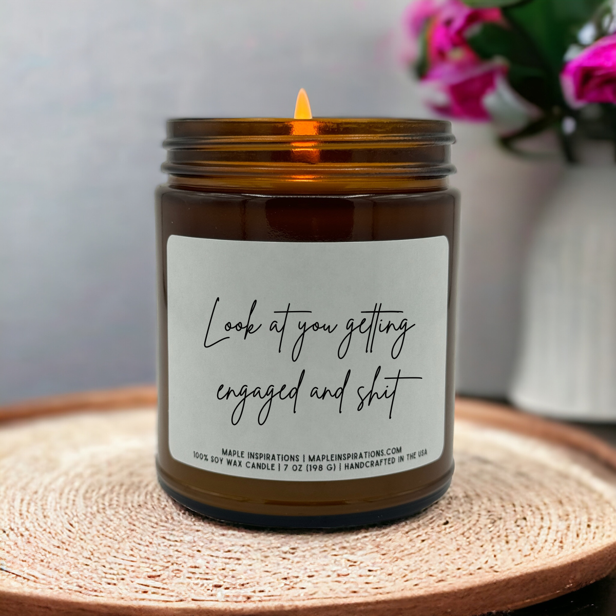 Engagement Gift Candle Look at You Getting Engaged and Shit Funny Candle  Personalized Engagement Gift for Couple Funny Engagement Gift