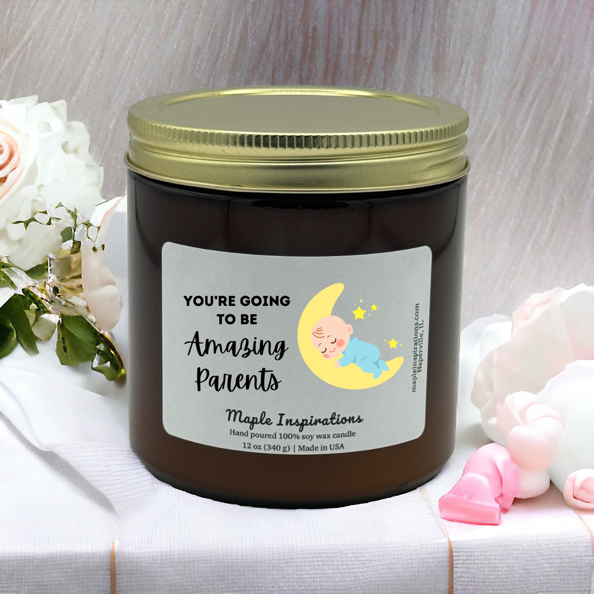 Parents To Be Pregnancy Congratulations Scented Soy Candle Gift For Her Mother&#39;s Day Gift For New Mom, Baby Shower Gift