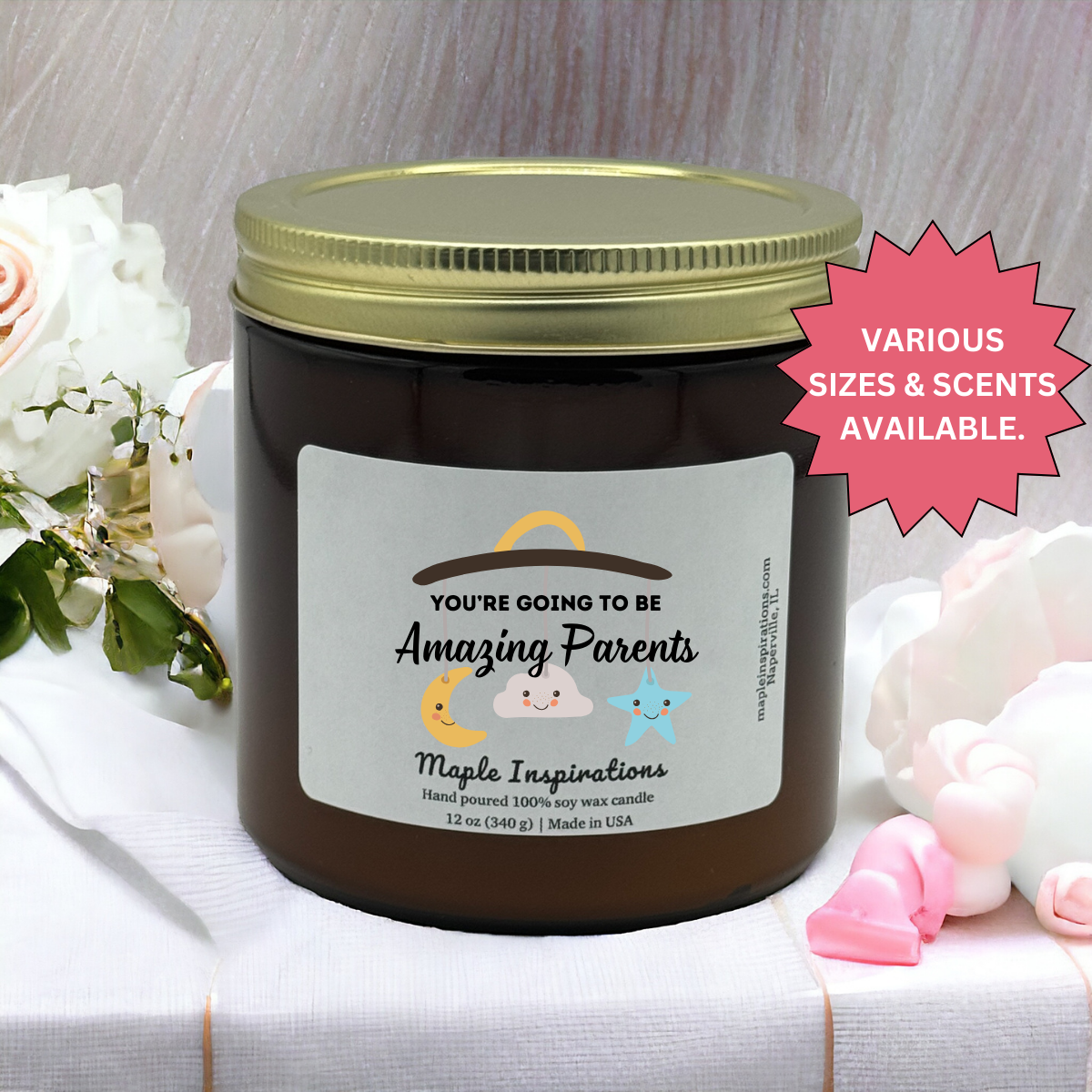 Parents To Be Gift Pregnancy Congratulations Scented Soy Candle Gift For Her Mother&#39;s Day Gift For New Mom, Baby Shower Gift