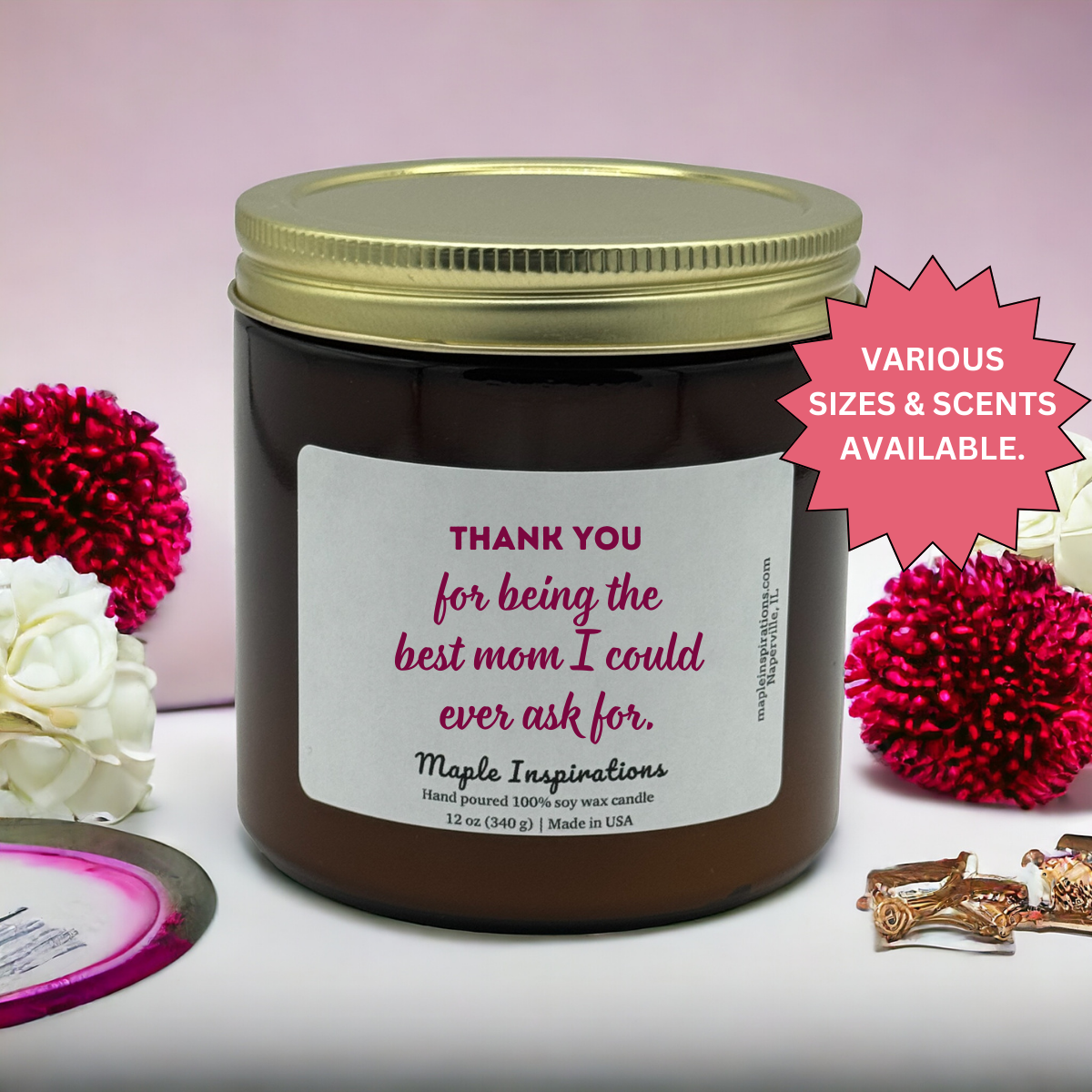 Mom, Mother's Day Gift For Mom, Scented Soy Candle gift for her, Mothers day Candle Mom Gift