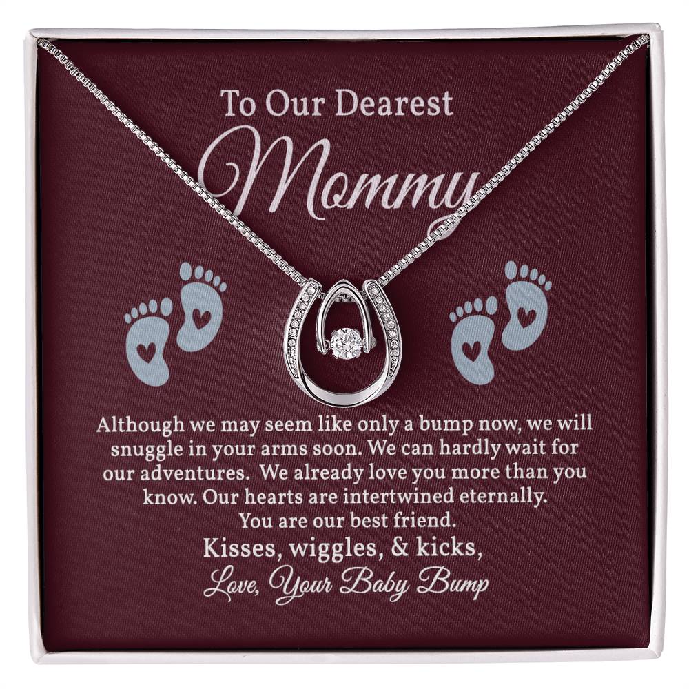 Lucky In Love Necklace For  Our Dearest Mommy, Baby Shower Gift, Mom To Be Gift