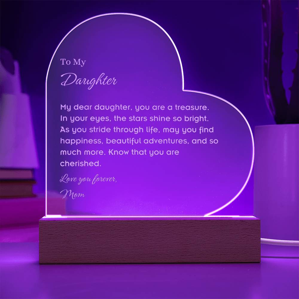 Daughter LED Lighted Acrylic Heart Plaque