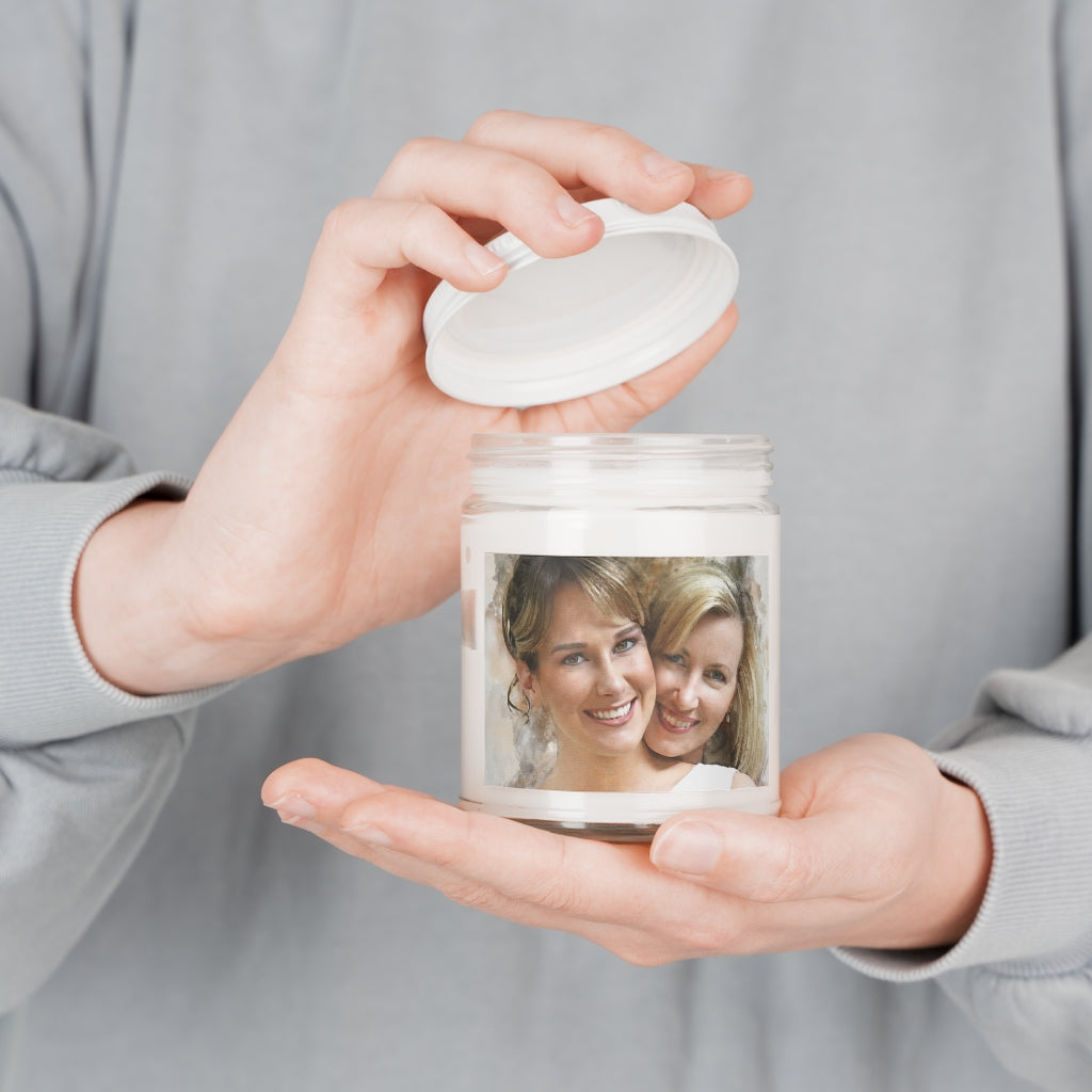 Personalized Mom &amp; Daughter Portrait on Candle Jar with Aromatherapy Candle, 9oz