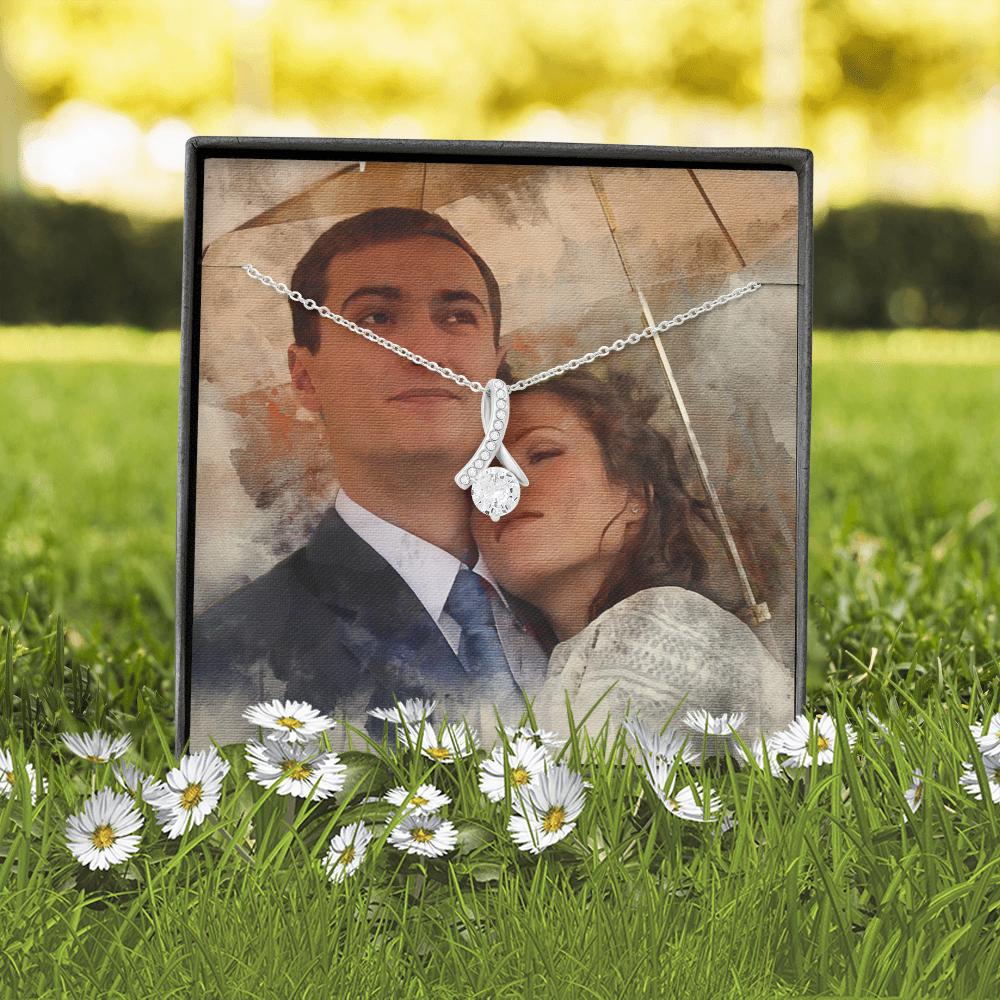 Elegant Ribbon Necklace with a Personalized Portrait