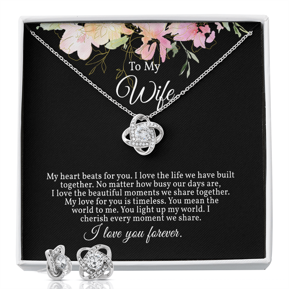 Elegant Love Knot Earring and Necklace Set for Her