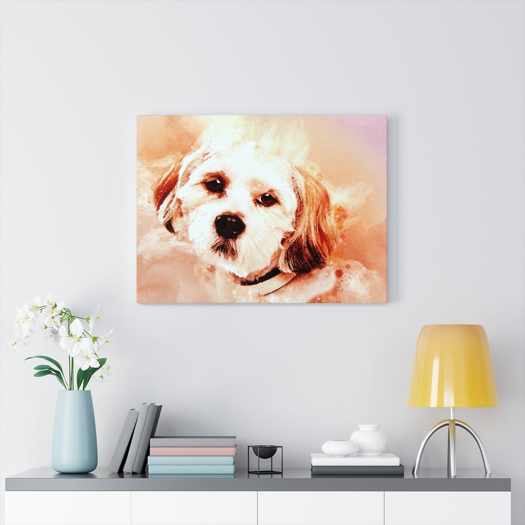 Personalized Pet Digital Watercolor Portrait on Canvas