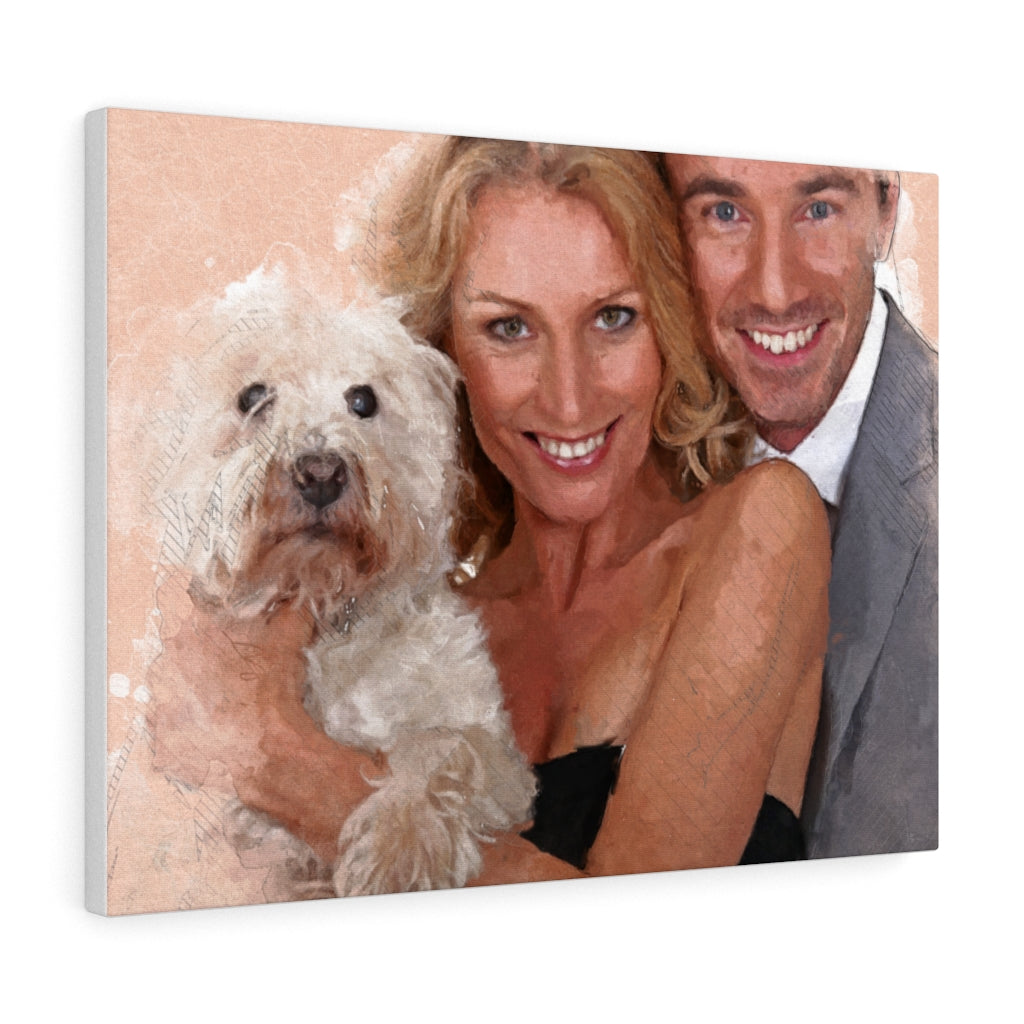 Personalized Pet Digital Watercolor Portrait on Canvas
