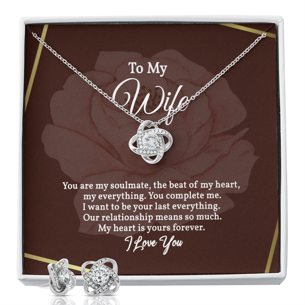 Elegant Love Knot Earring and Necklace Set for Her