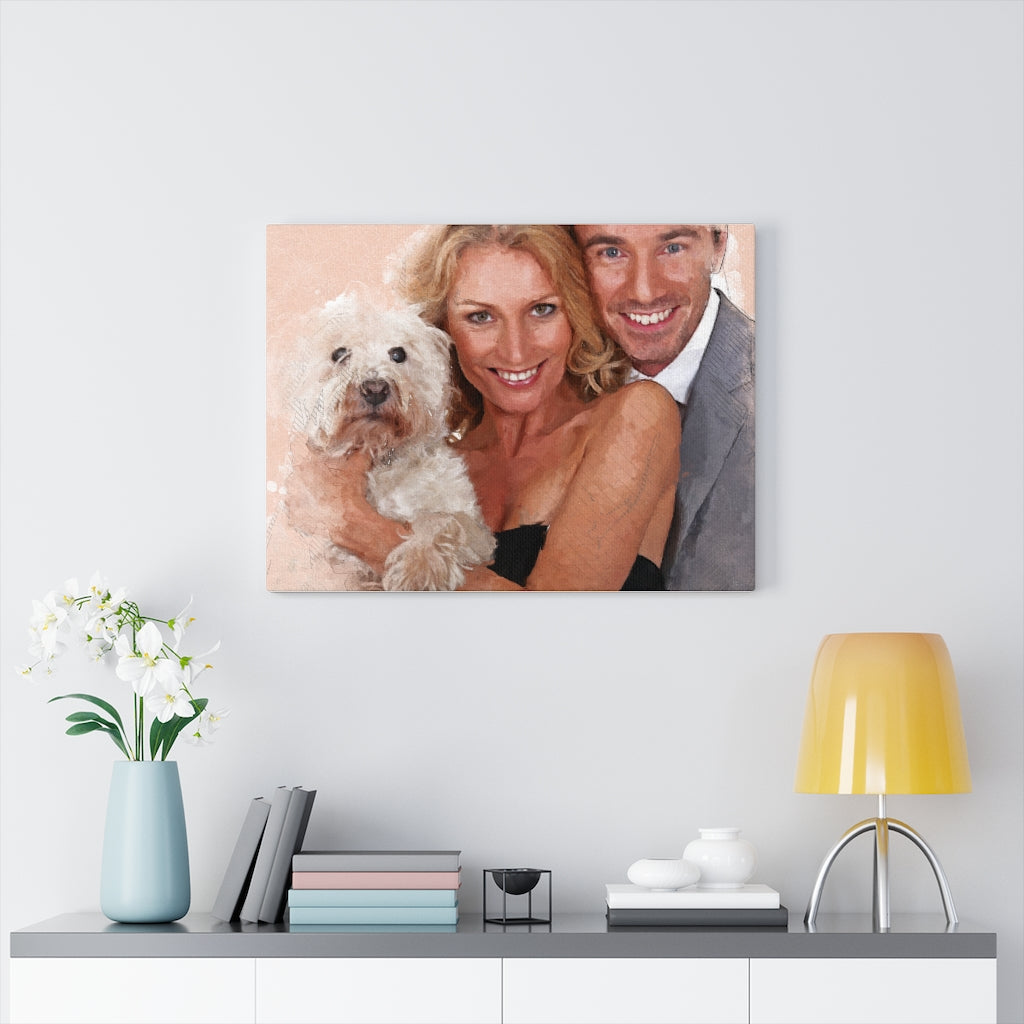 Personalized Pet Digital Watercolor Portrait on Canvas