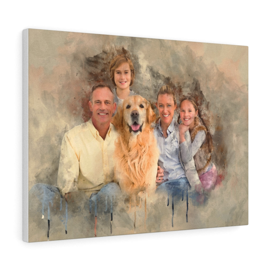 Personalized Pet Digital Watercolor Portrait on Canvas