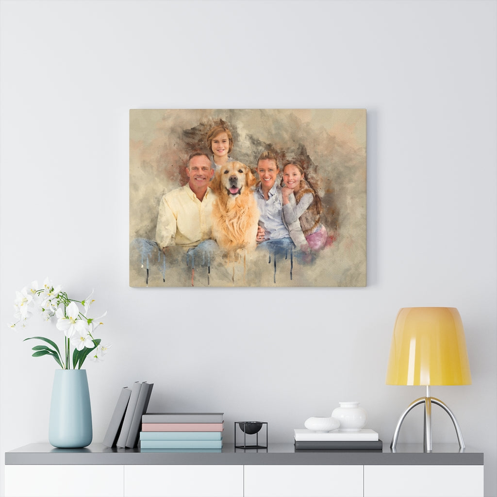 Personalized Pet Digital Watercolor Portrait on Canvas