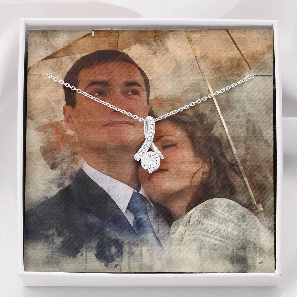 Elegant Ribbon Necklace with a Personalized Portrait