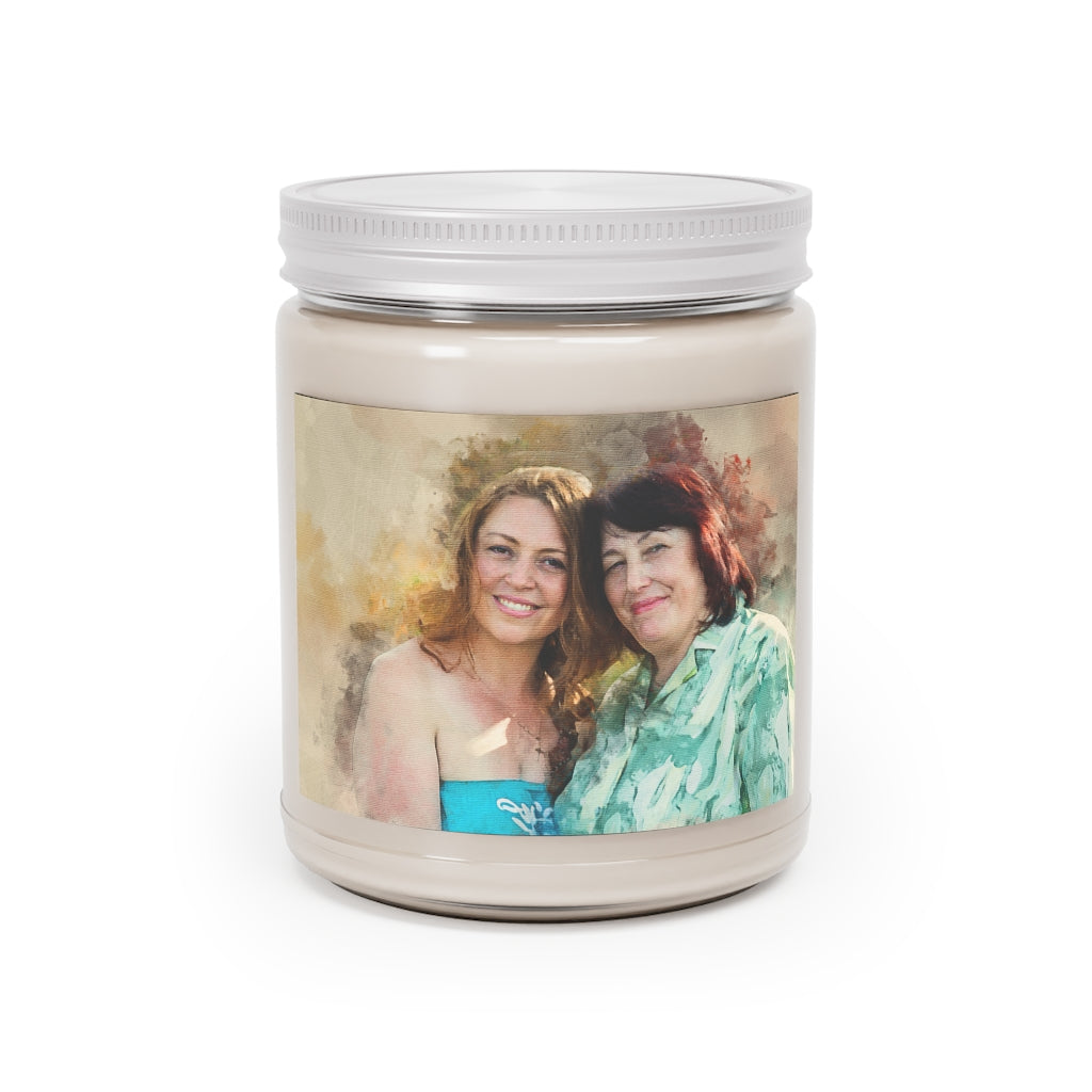 Personalized Mom &amp; Daughter Portrait on Candle Jar with Aromatherapy Candle, 9oz