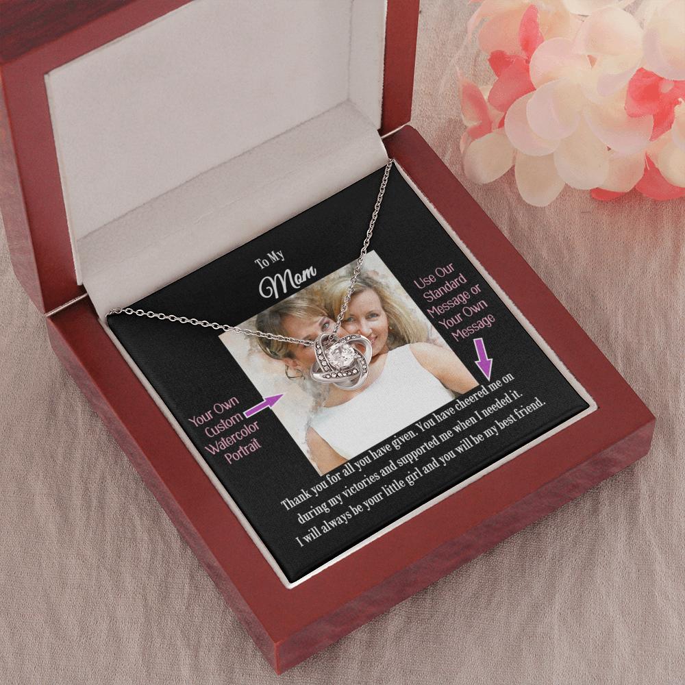 Love Knot Necklace with a Personalized Portrait for Her