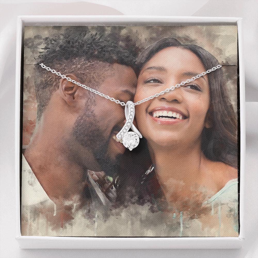 Elegant Ribbon Necklace with a Personalized Portrait