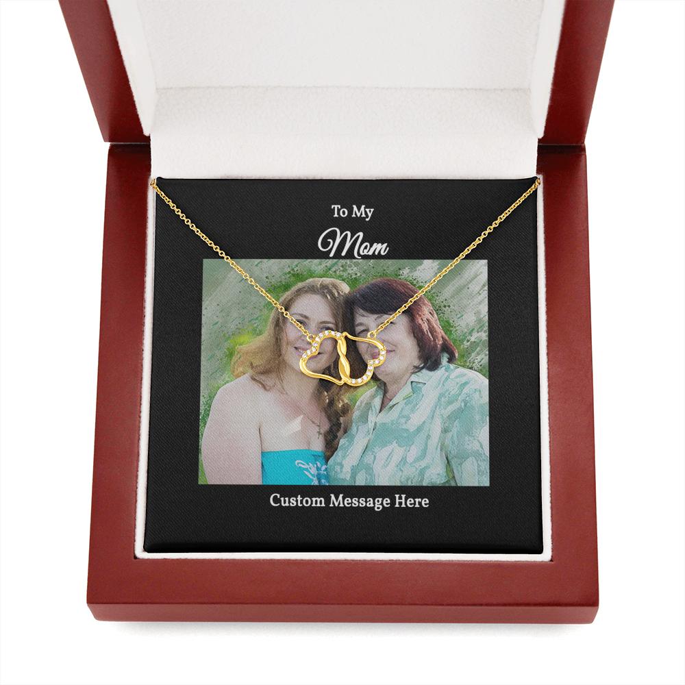 Everlasting Love Necklace with a Personalized Portrait for Mom