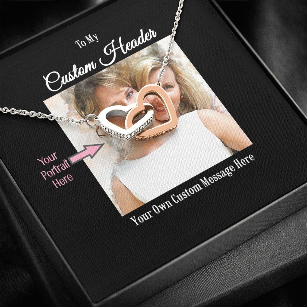 Two Hearts Necklace with a Personalized Portrait for Mom or Daughter