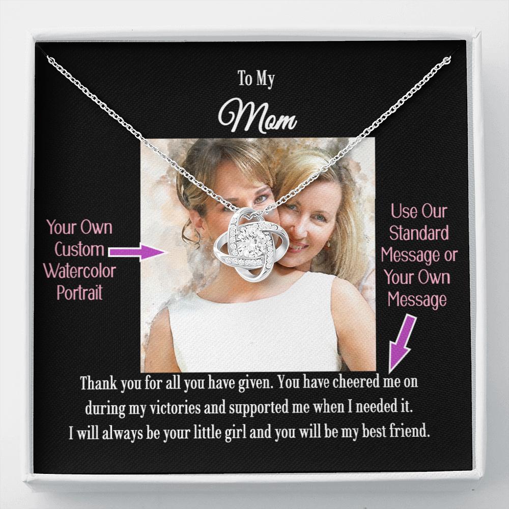 Love Knot Necklace with a Personalized Portrait for Her