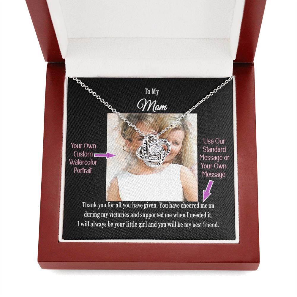 Love Knot Necklace with a Personalized Portrait for Her