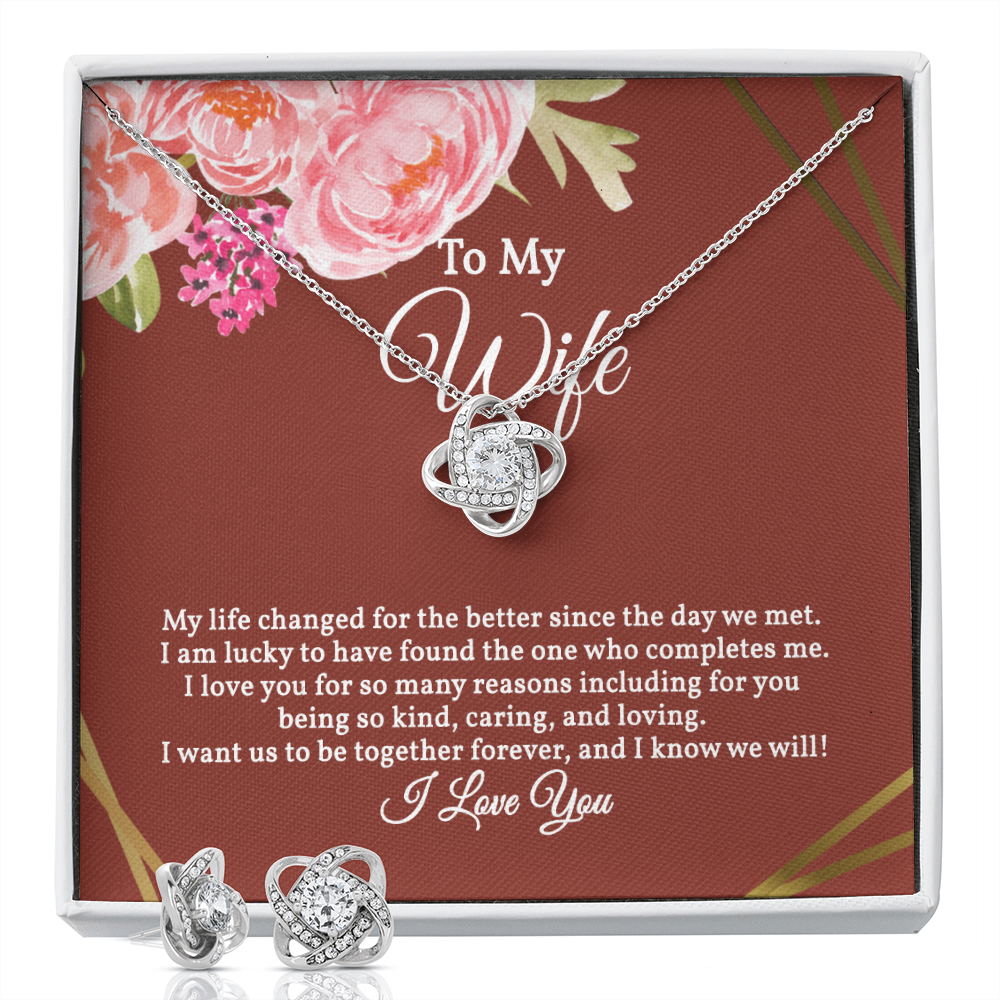 Elegant Love Knot Earring and Necklace Set for Her