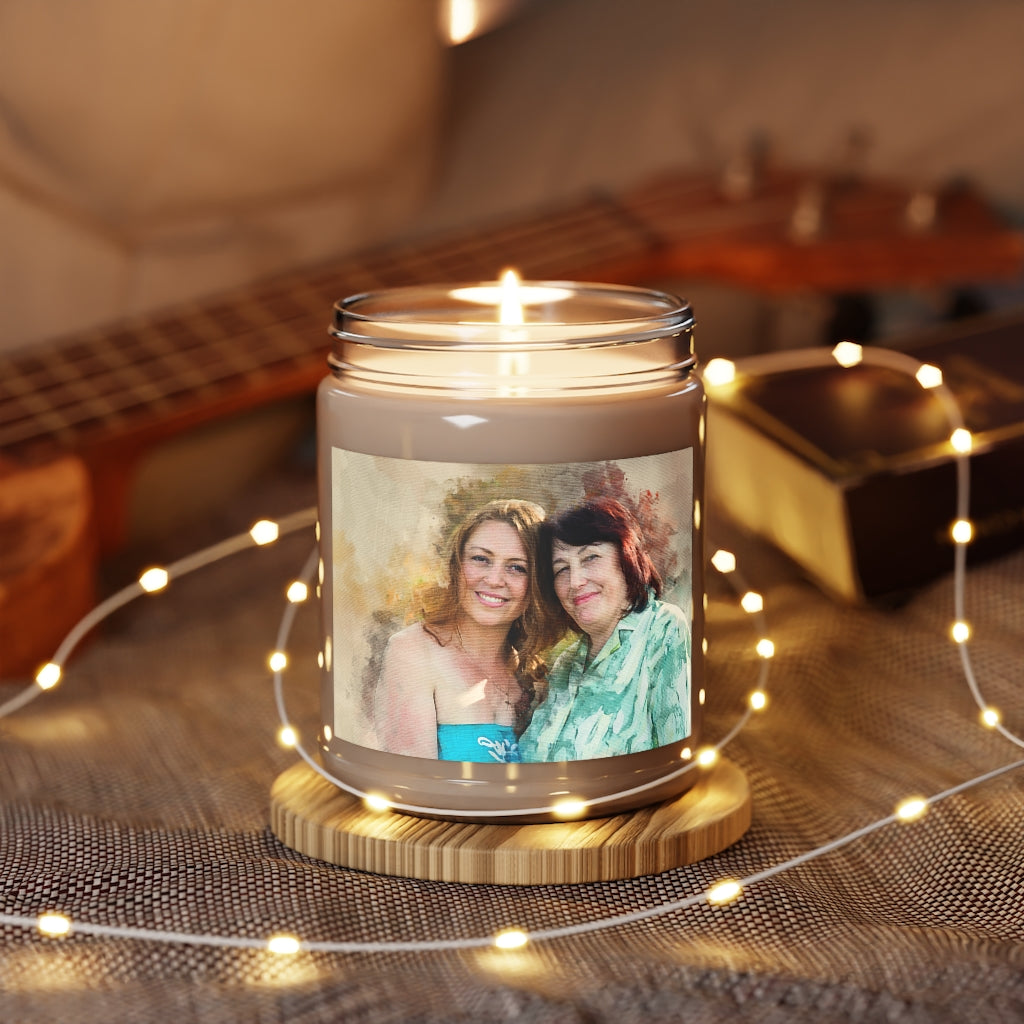 Personalized Mom &amp; Daughter Portrait on Candle Jar with Aromatherapy Candle, 9oz