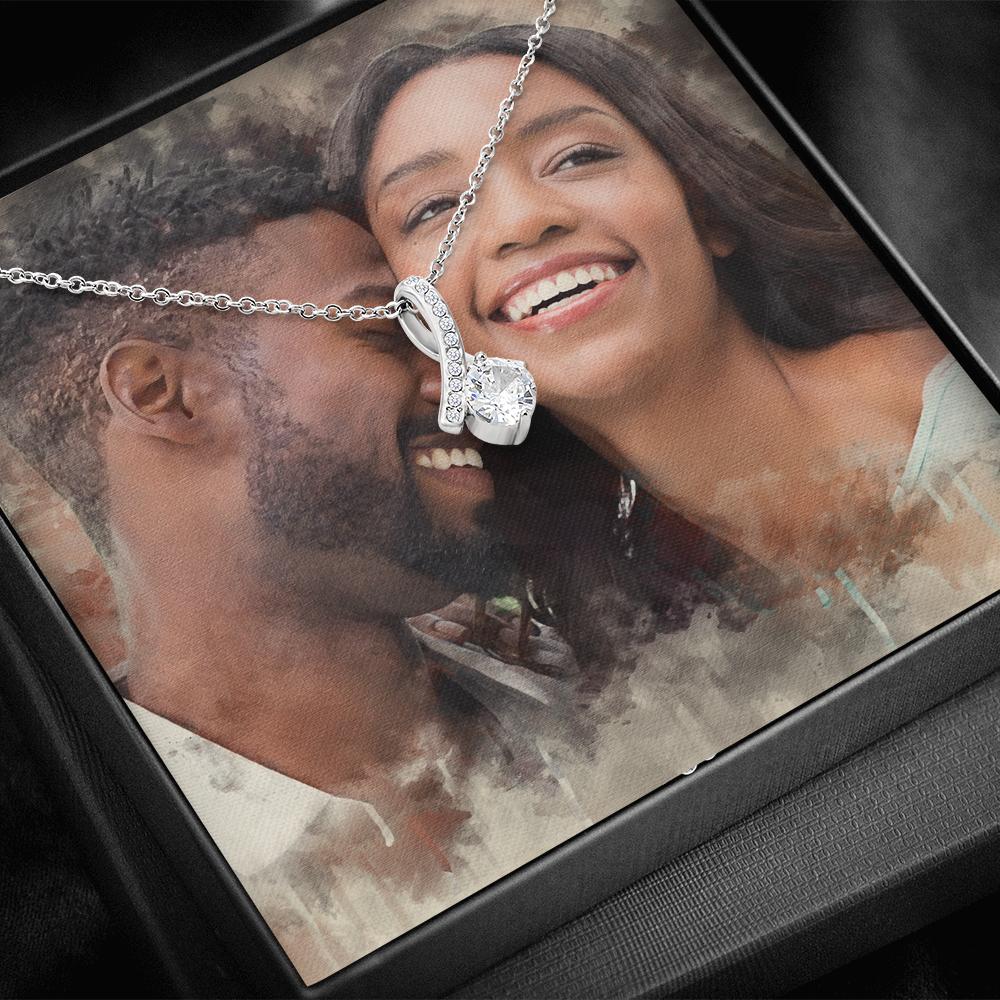 Elegant Ribbon Necklace with a Personalized Portrait