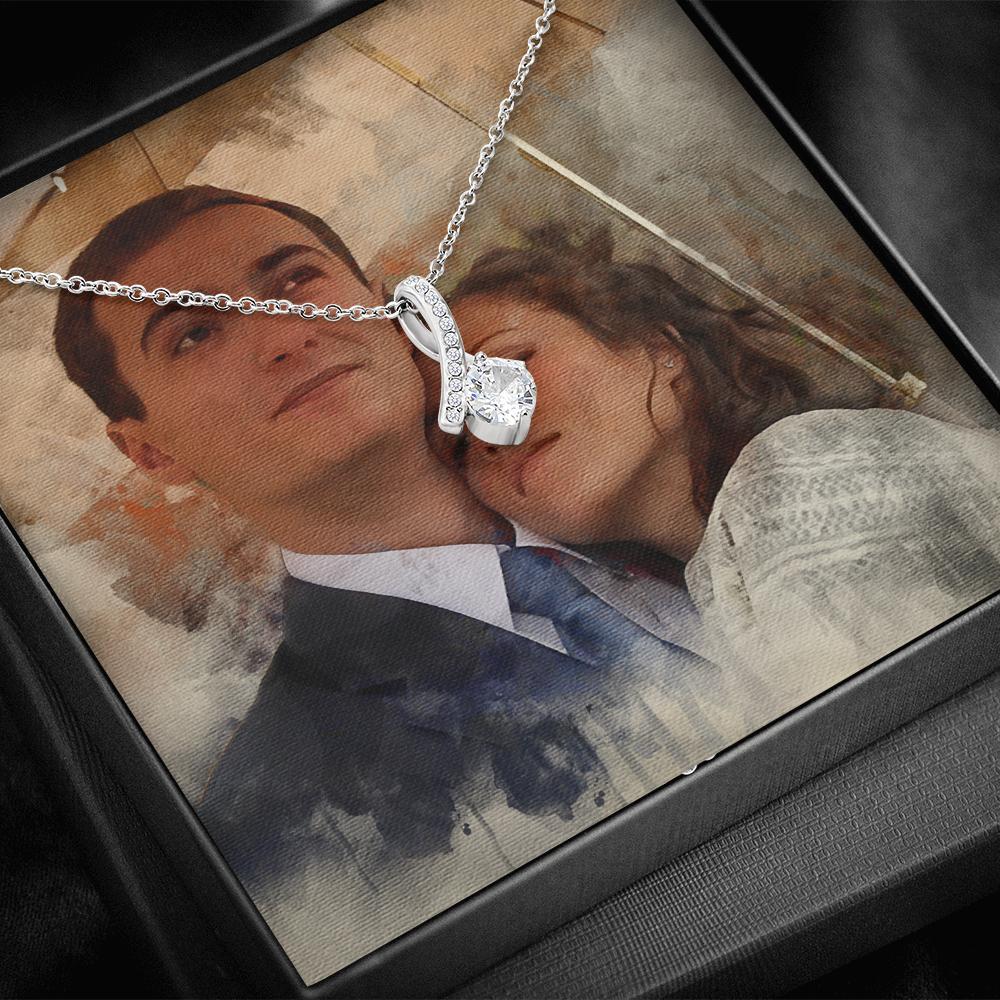 Elegant Ribbon Necklace with a Personalized Portrait