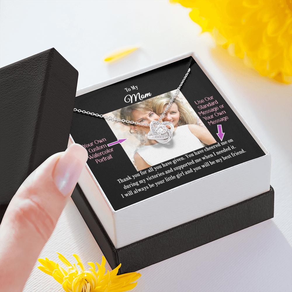 Love Knot Necklace with a Personalized Portrait for Her