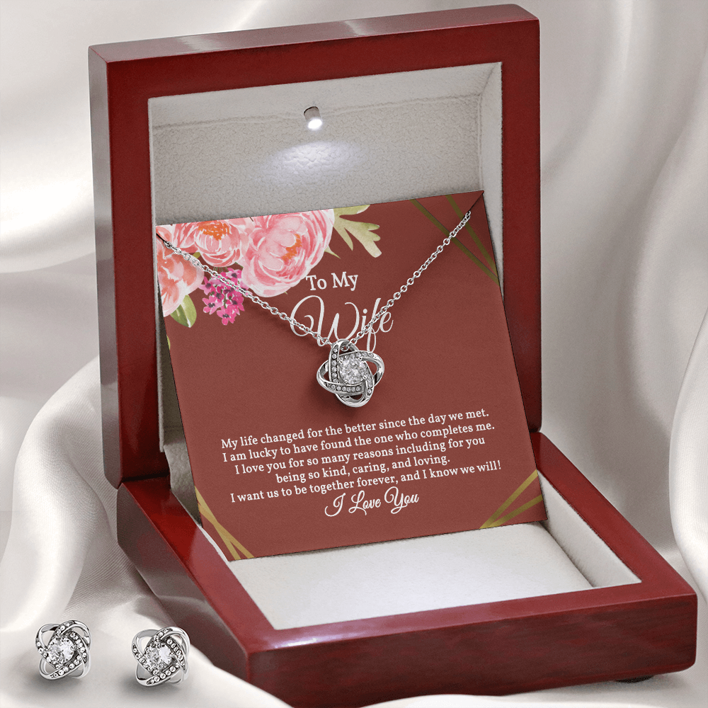 Elegant Love Knot Earring and Necklace Set for Her