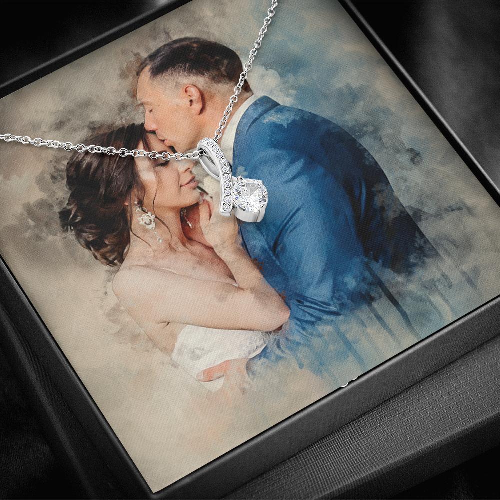 Elegant Ribbon Necklace with a Personalized Portrait