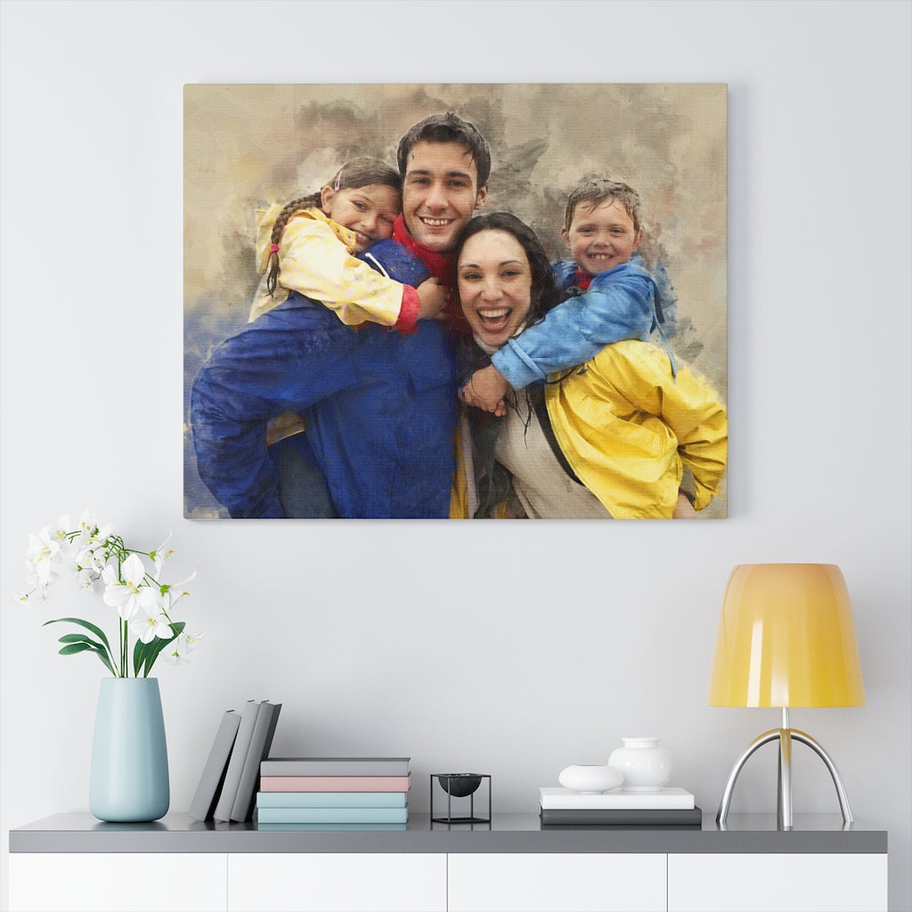 Personalized Digital Watercolor Portrait on Canvas
