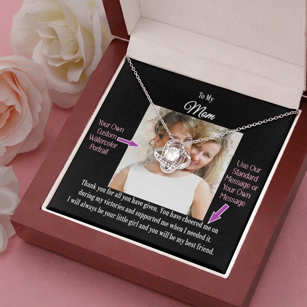 Love Knot Necklace with a Personalized Portrait for Her