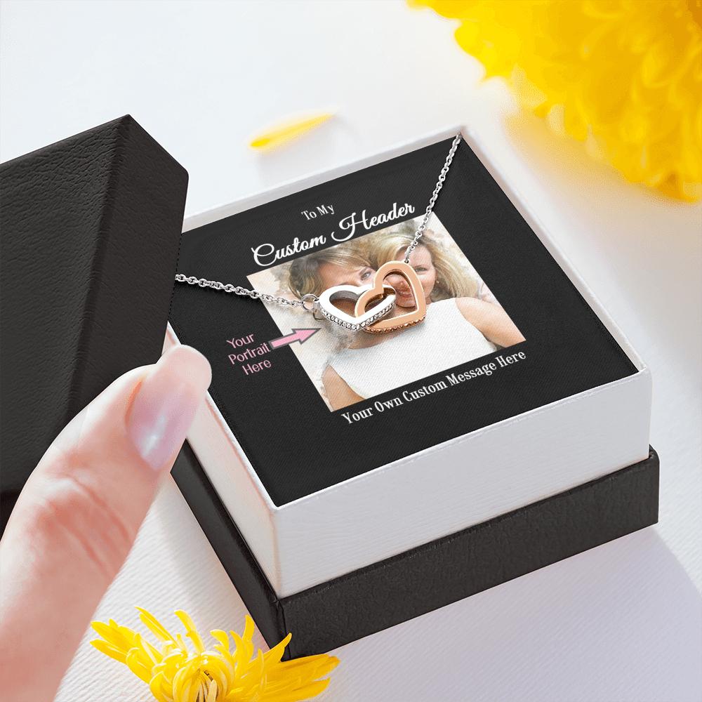 Two Hearts Necklace with a Personalized Portrait for Mom or Daughter