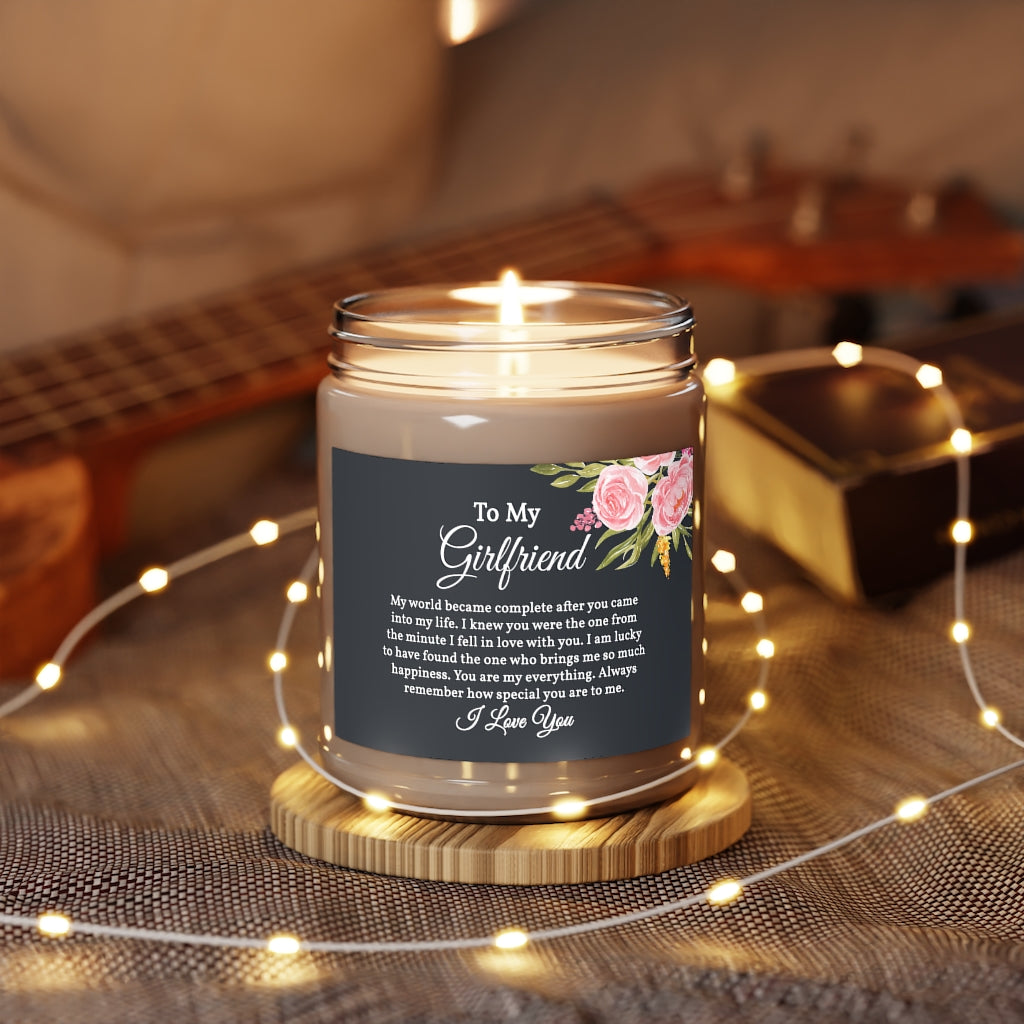 To My Girlfriend Message on Candle Jar with Aromatherapy Candle, 9oz