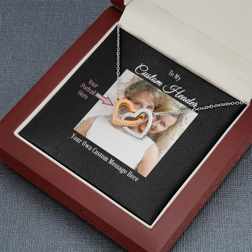 Two Hearts Necklace with a Personalized Portrait for Mom or Daughter