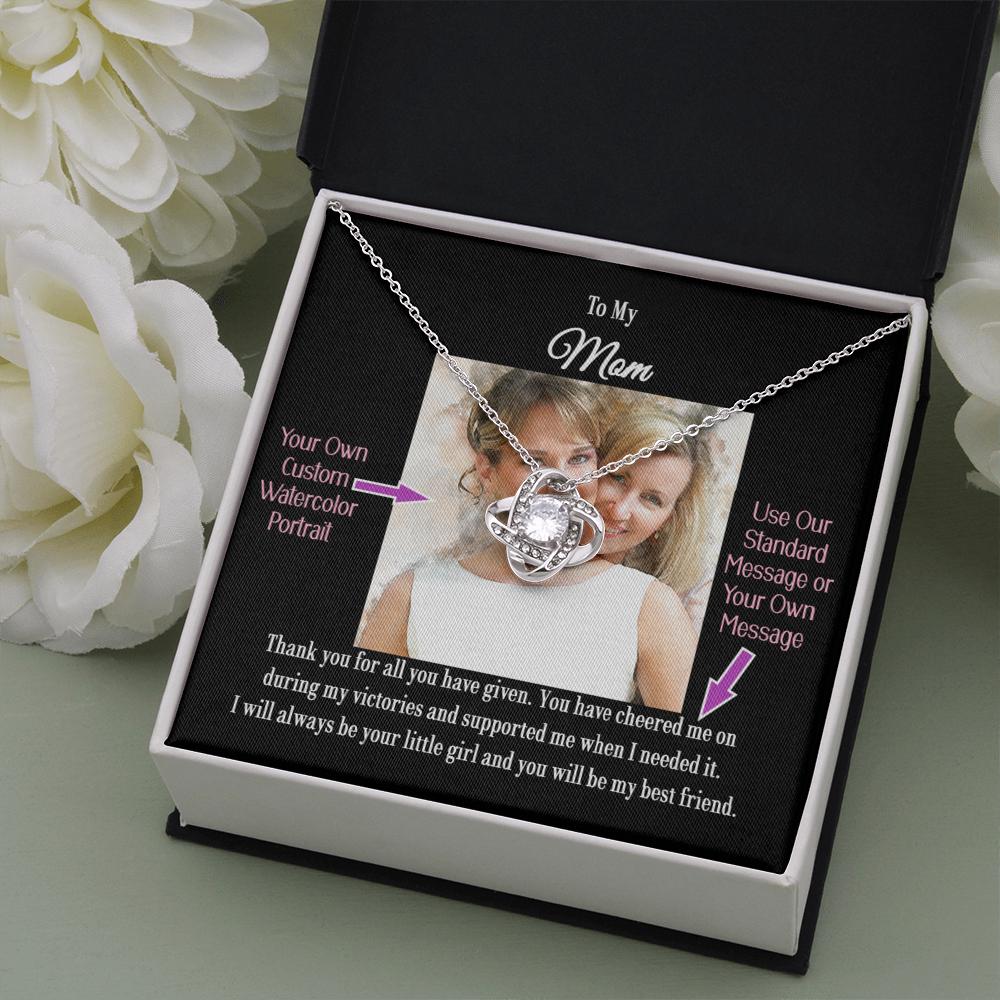 Love Knot Necklace with a Personalized Portrait for Her