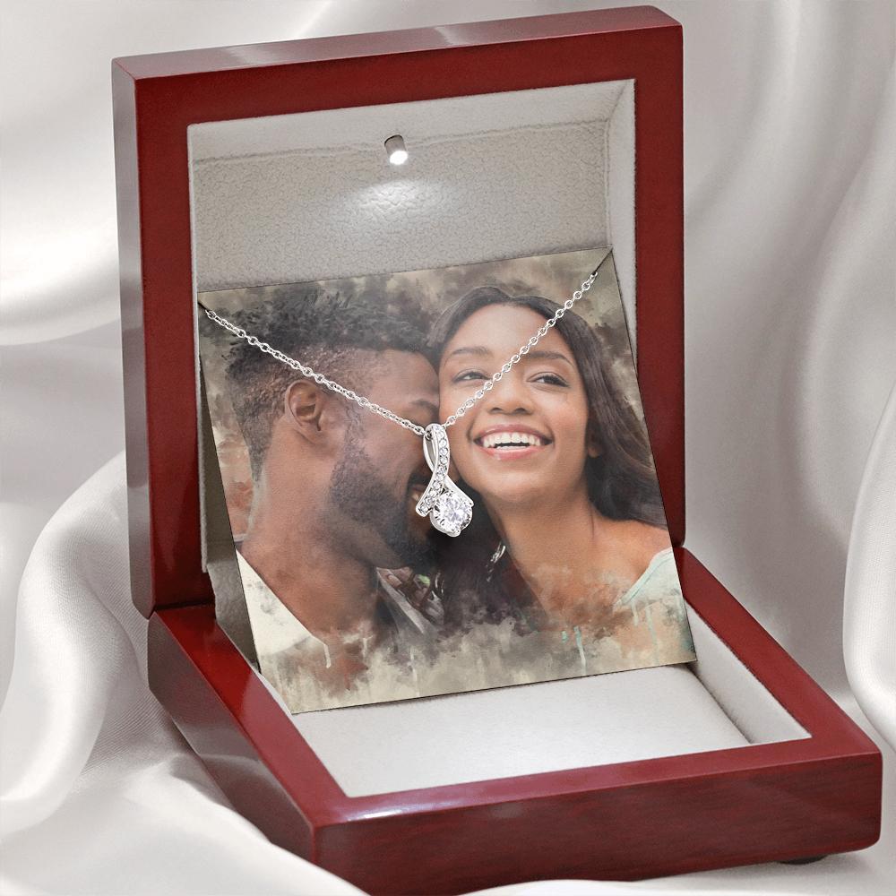 Elegant Ribbon Necklace with a Personalized Portrait