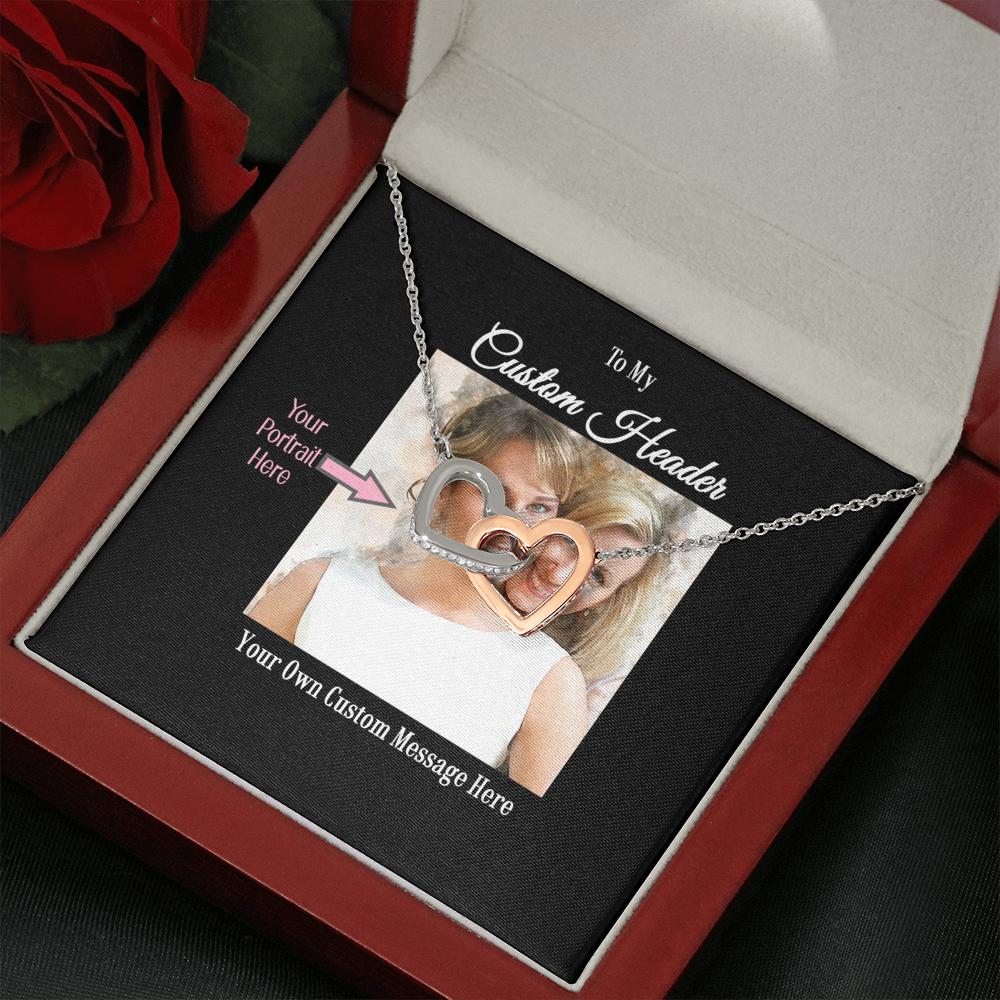 Two Hearts Necklace with a Personalized Portrait for Mom or Daughter