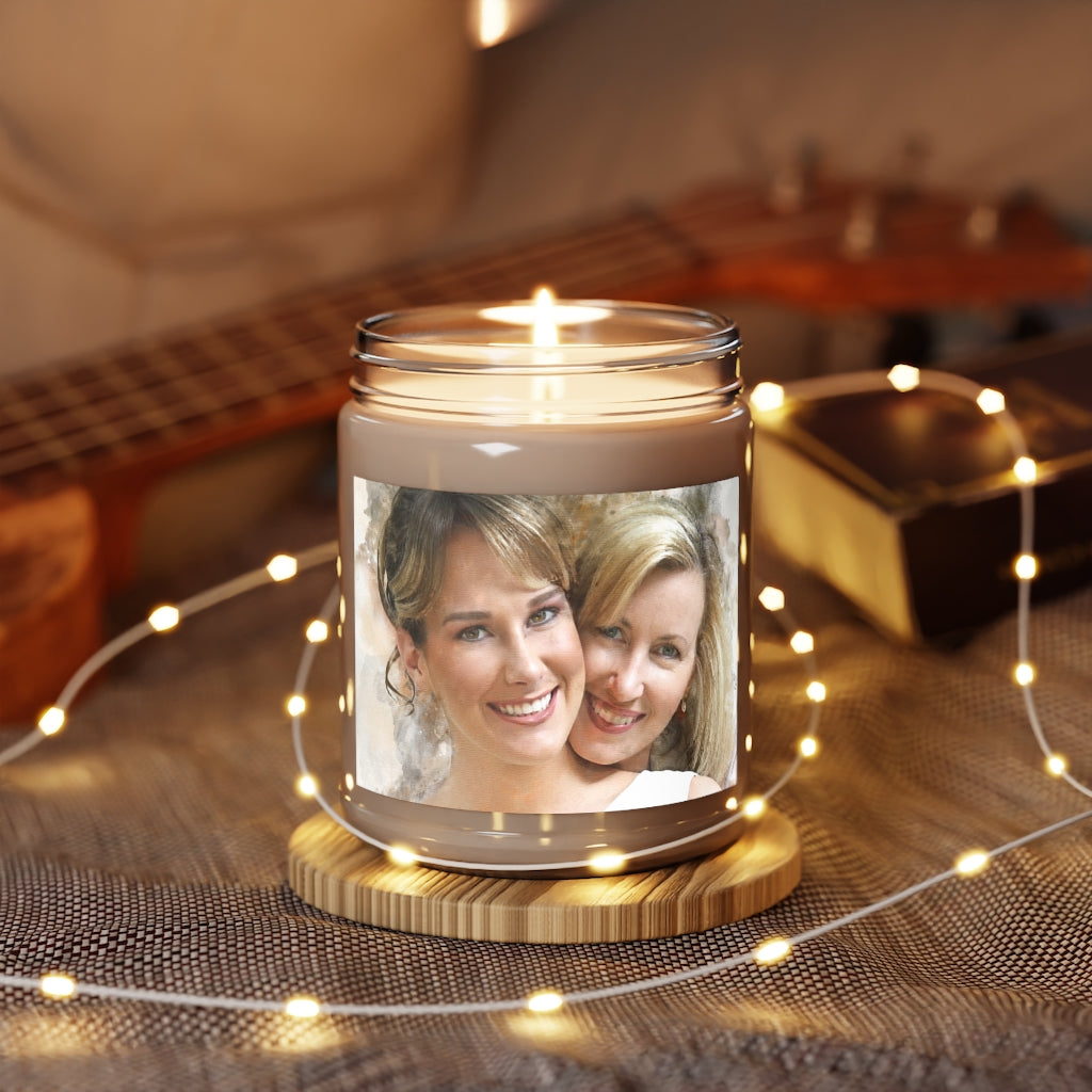 Personalized Mom &amp; Daughter Portrait on Candle Jar with Aromatherapy Candle, 9oz