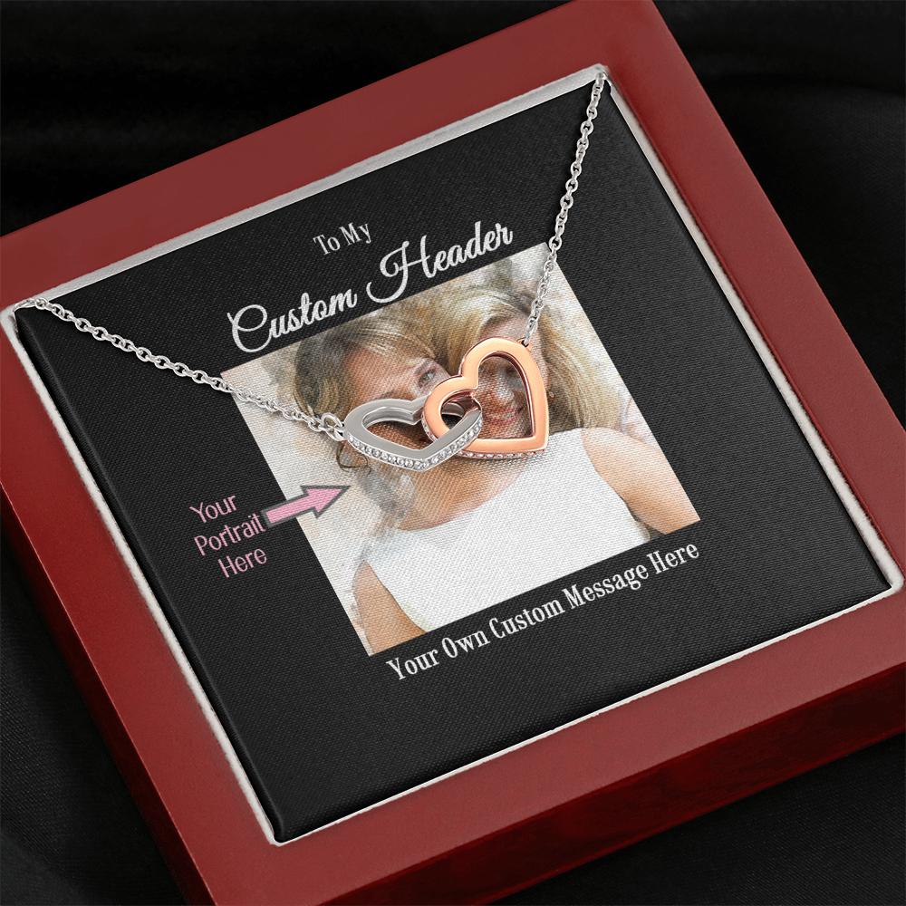 Two Hearts Necklace with a Personalized Portrait for Mom or Daughter