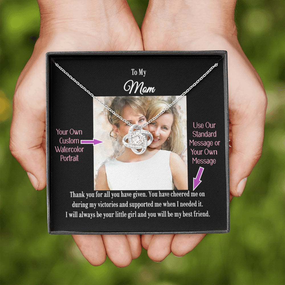 Love Knot Necklace with a Personalized Portrait for Her