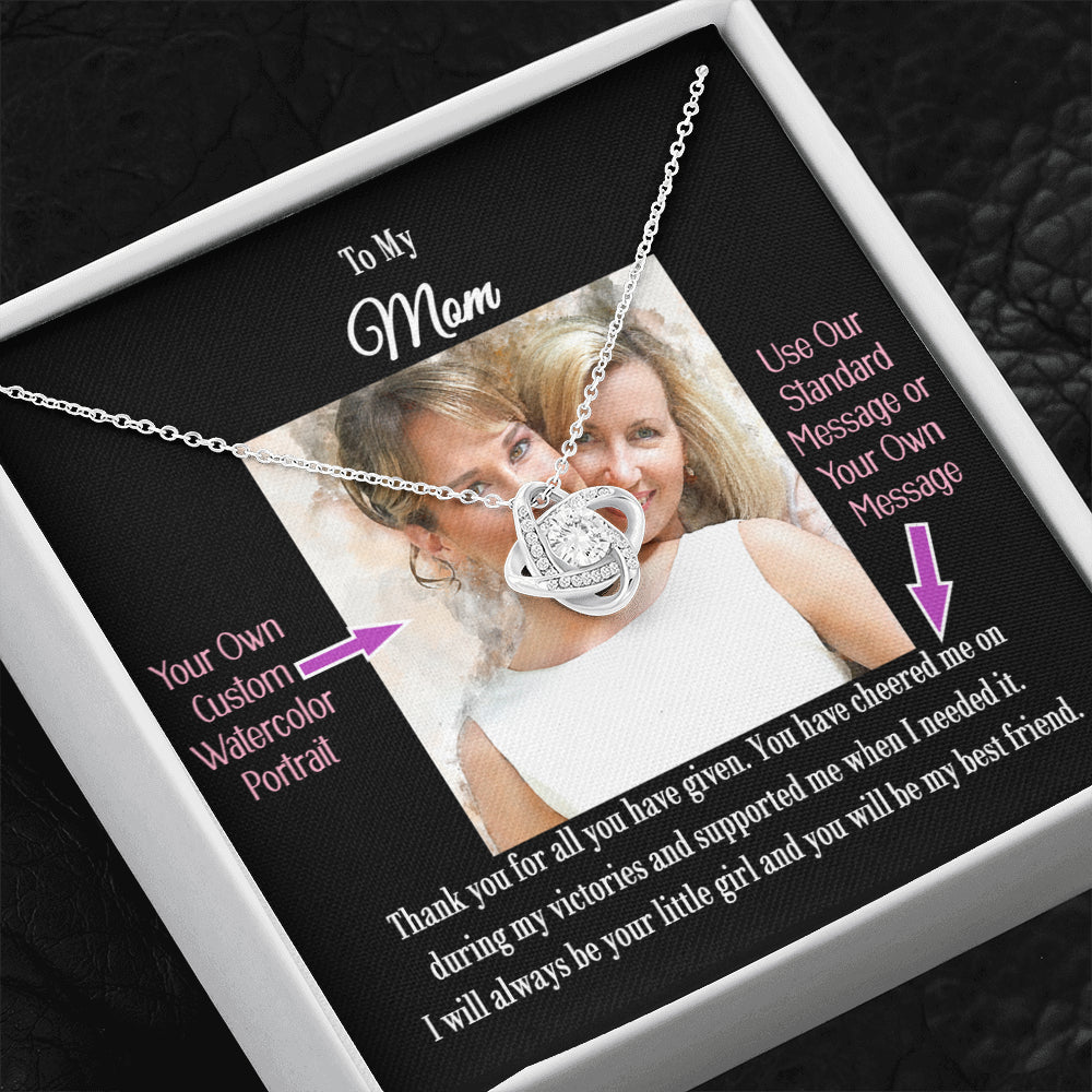 Love Knot Necklace with a Personalized Portrait for Her